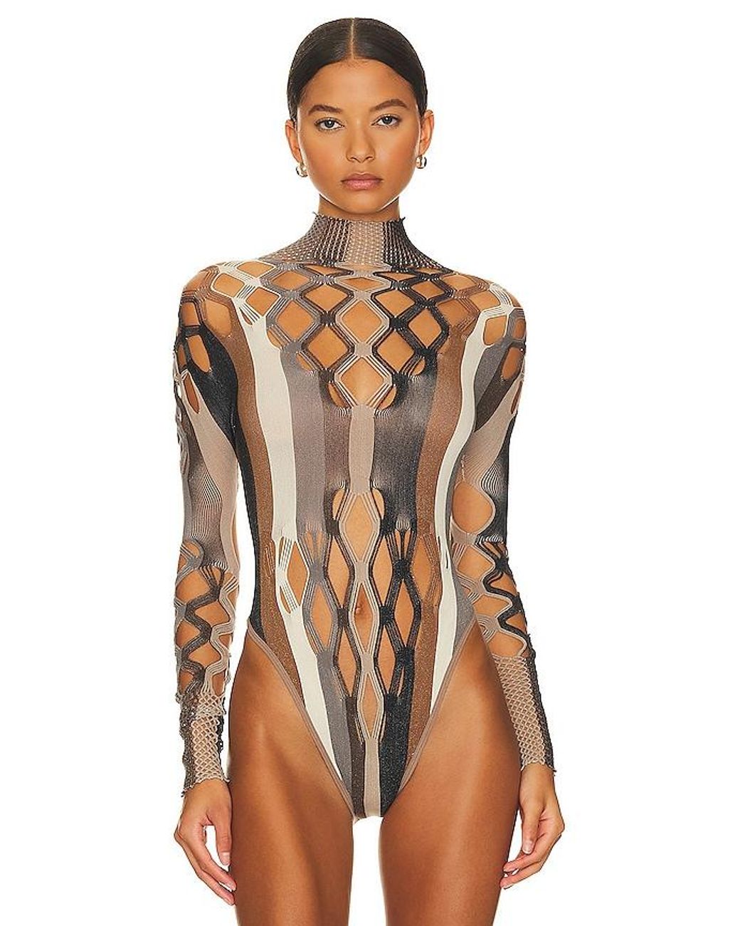 Poster Girl Amphitrite Bodysuit Shapewear Fishnet Polo Neck