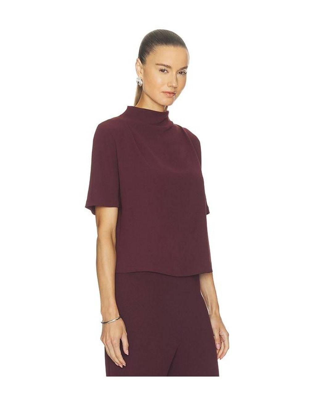 Vince Purple Draped Funnel Neck Top