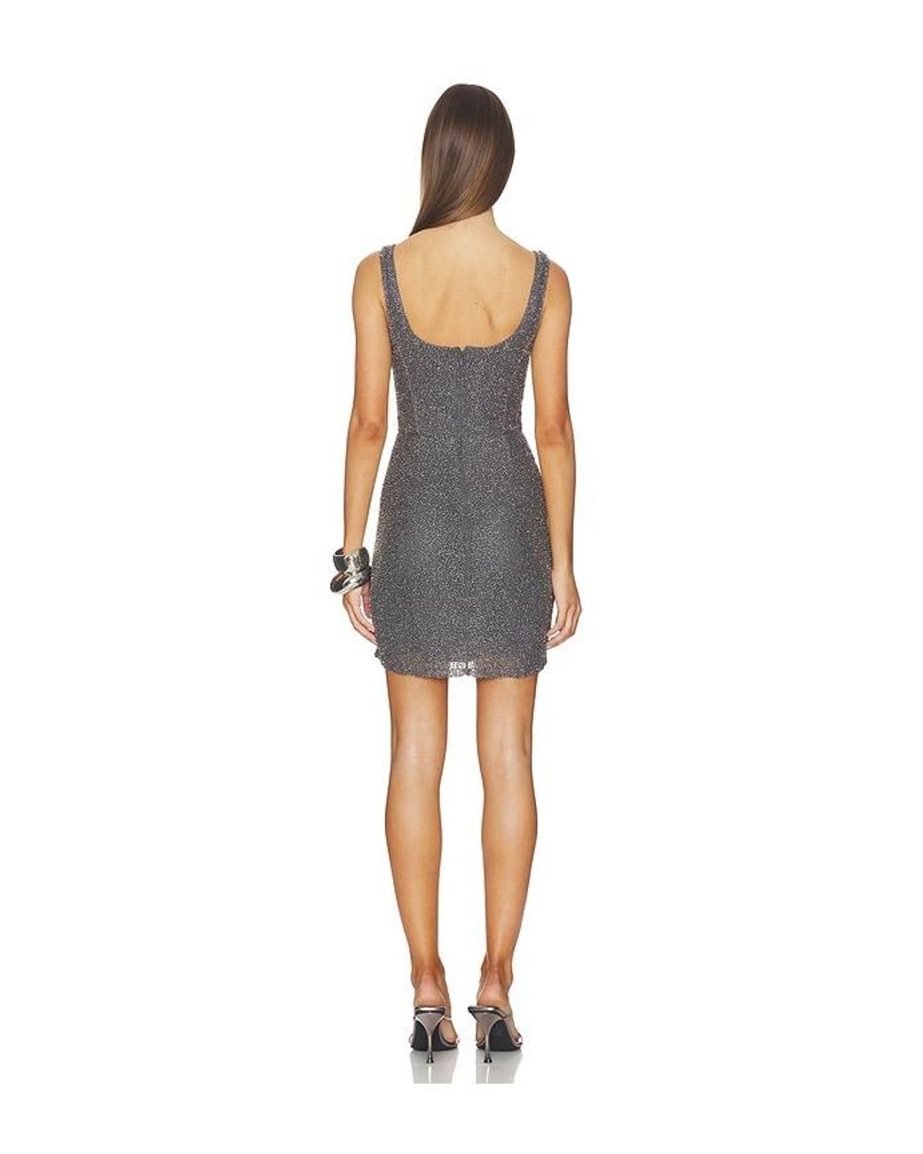 L'Agence Blue Inori Beaded Mini Dress