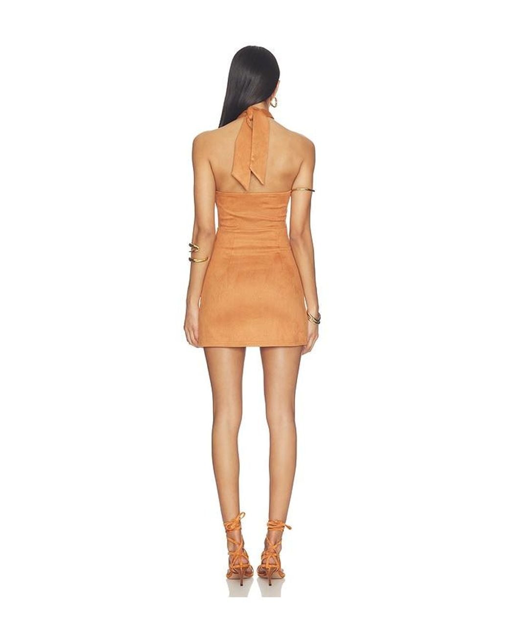 MORE TO COME Brown Lureilla Halter Mini Dress