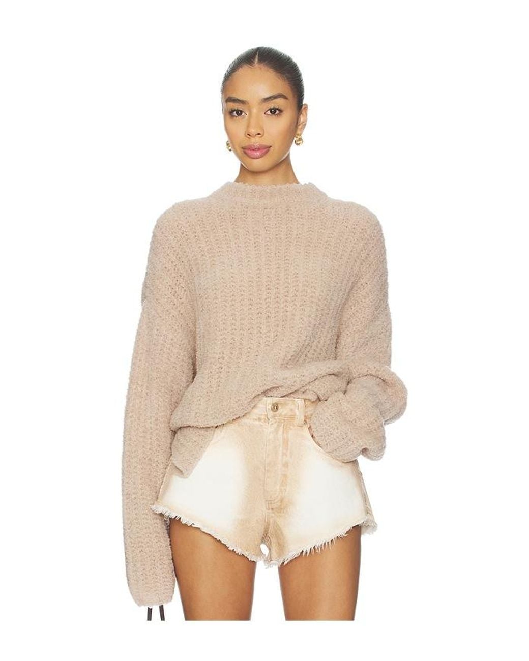 LAPOINTE Natural Oversized Crew Neck Sweater