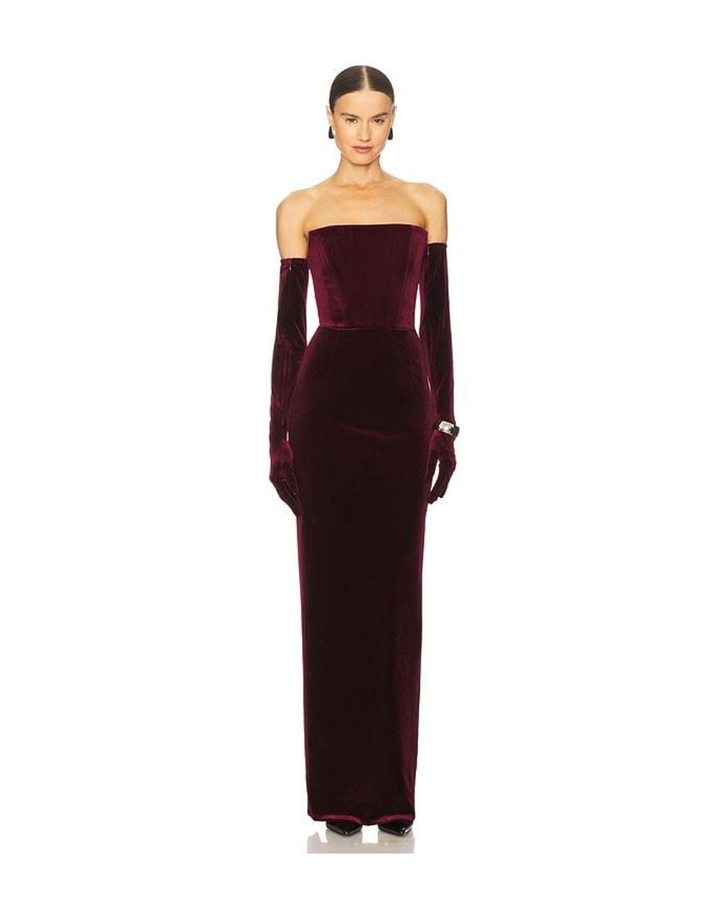 Bronx and Banco Red Florentina Strapless Velvet Gown