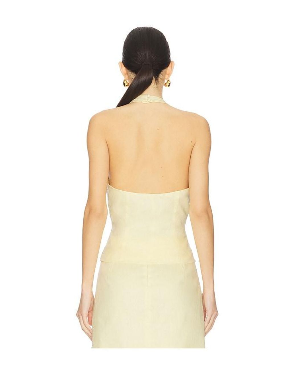 Bardot Natural Paola Halter Linen Top