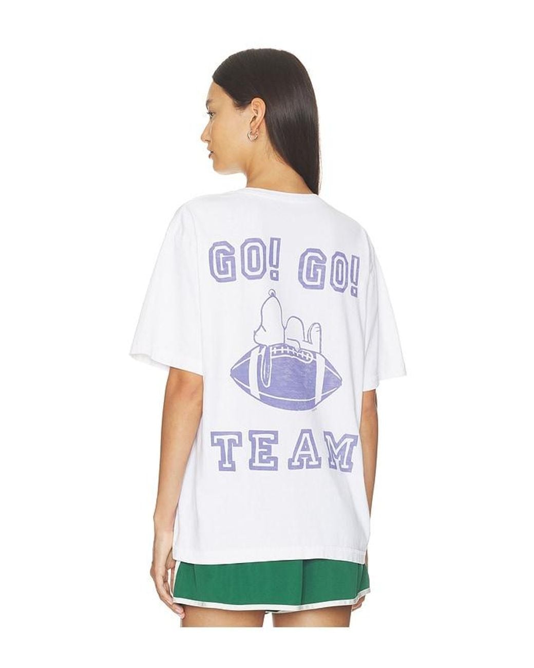 Junk Food White Snoopy Go Go Team V-Neck Yoke Tee
