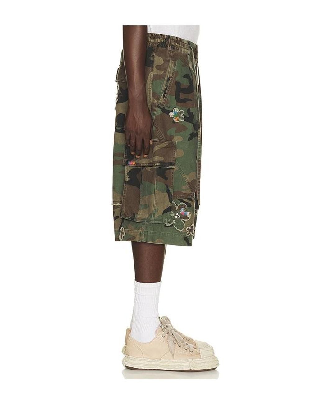 NAHMIAS Green Floral Patch Crystal Short for men