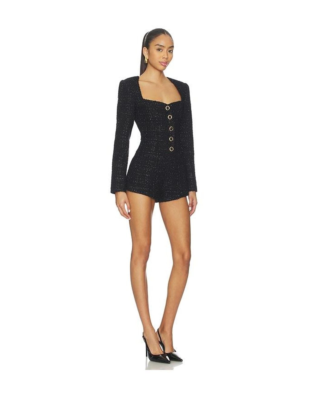 MAJORELLE Black Selene Tweed Romper