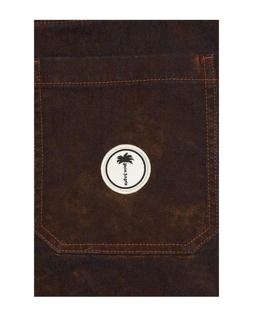 Palm Angels Brown Palm Tree Flock Denim Carpenter for men