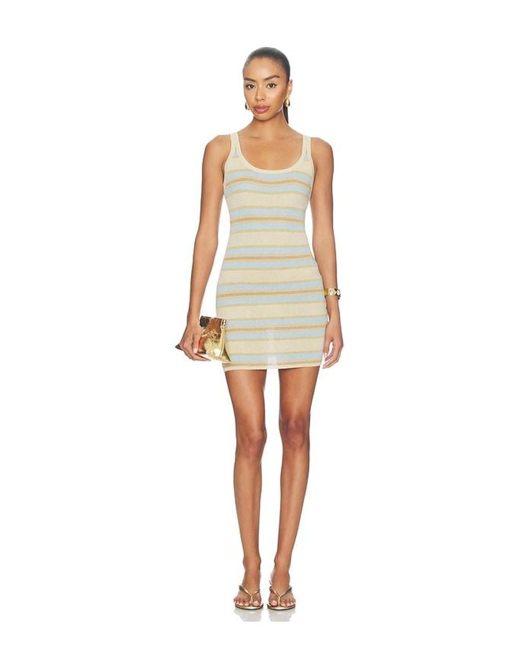 SNDY'S Natural Malina Shimmer Mini Dress