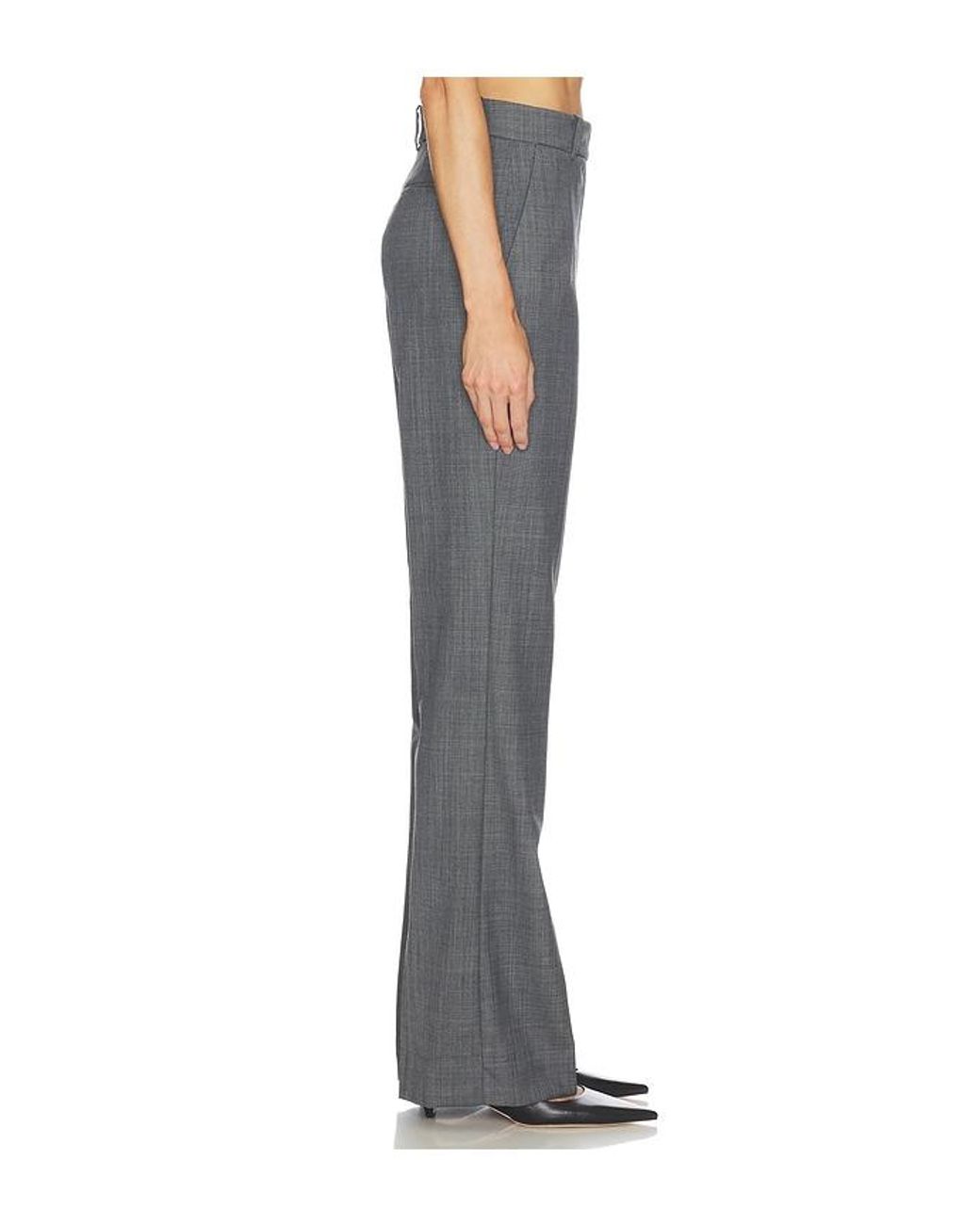 Ganni Gray Wool Melange Suiting Straight Pant