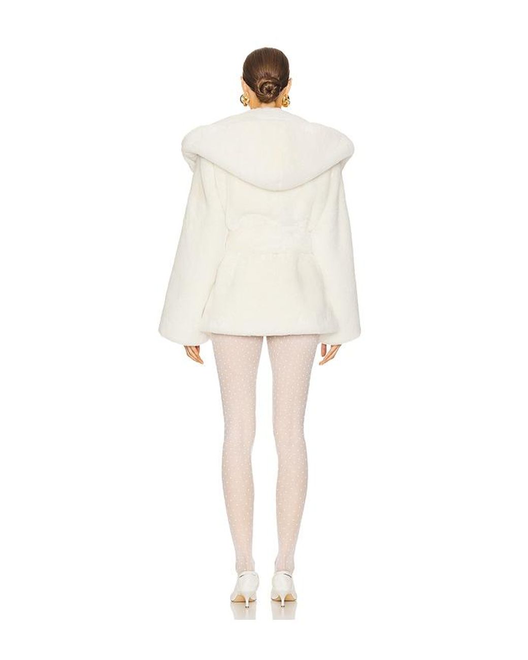Helsa White The Hooded Faux Fur Coat