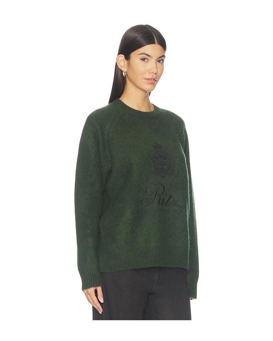FRAME Green The Ritz Brushed Cashmere Sweater