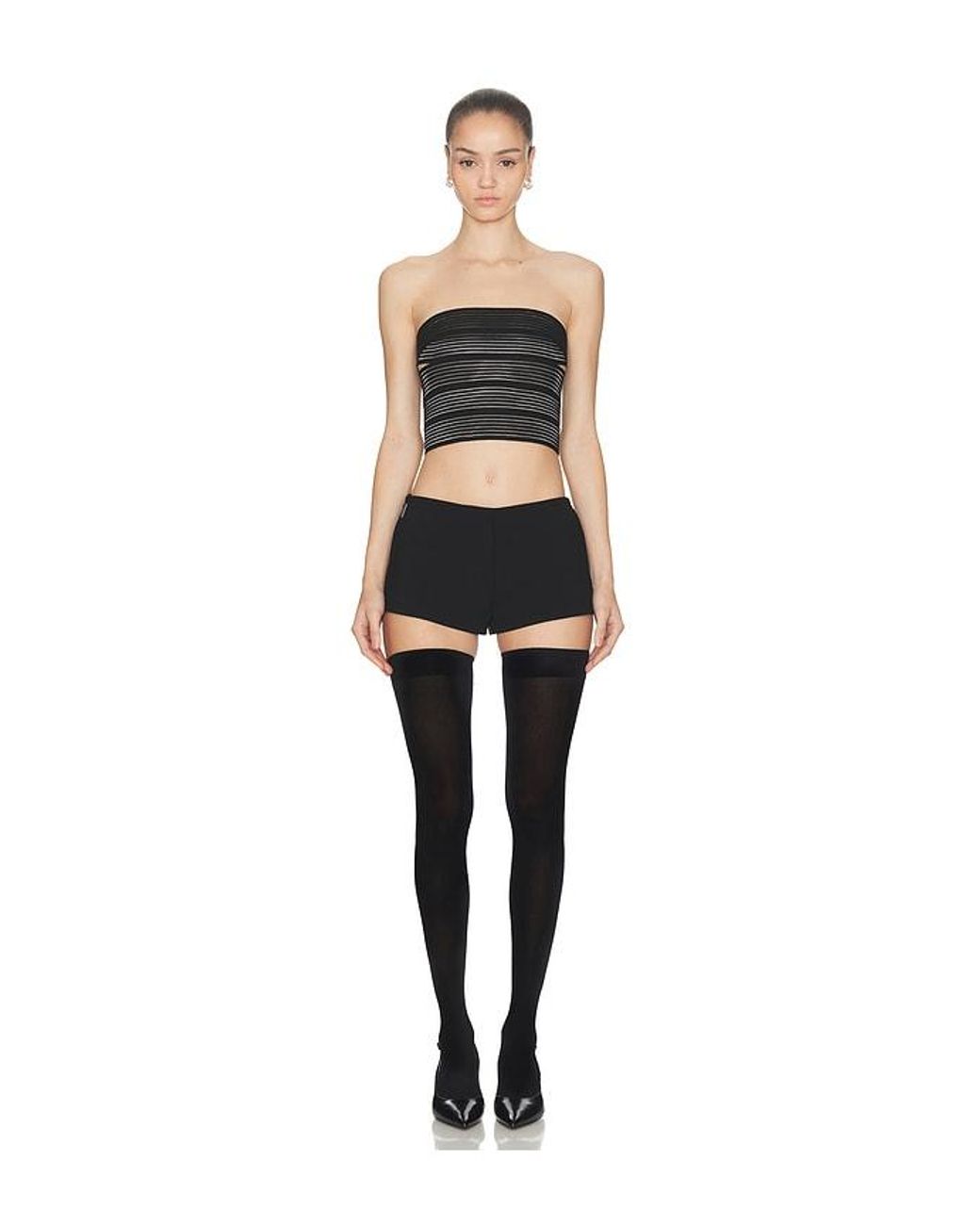 HAELO Black Brace Waist Tailored Shorts