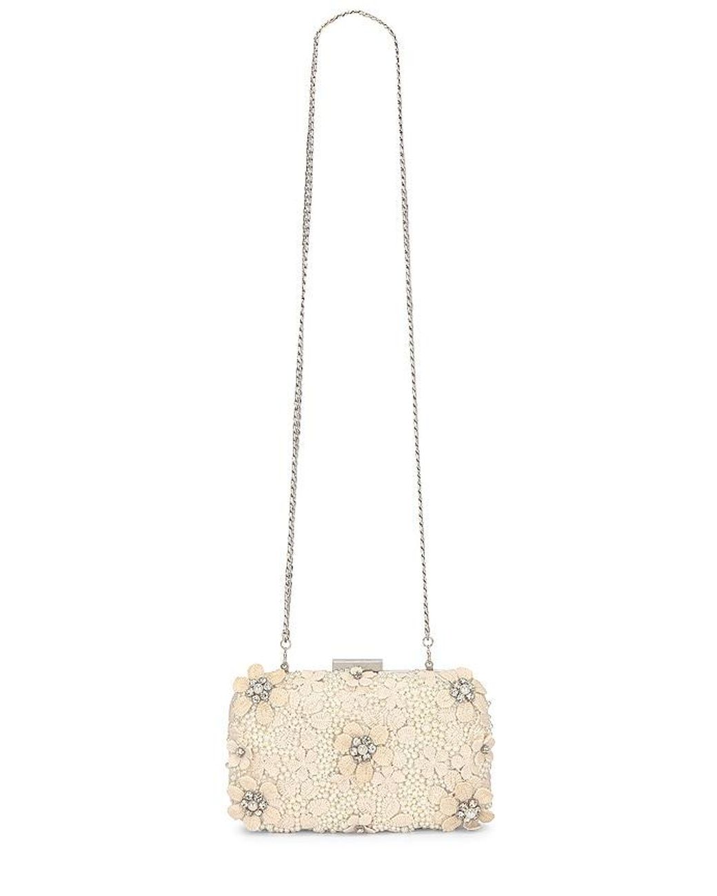 Olga Berg White Beth Encrusted Pod Style Clutch