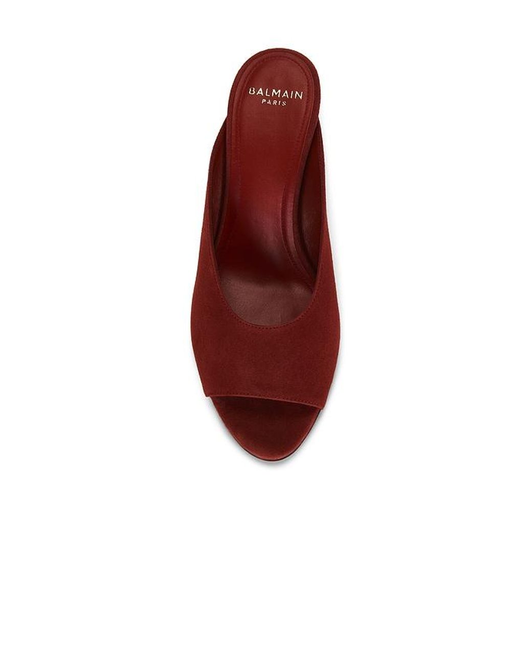 Balmain Red No Wedge Suede Mule