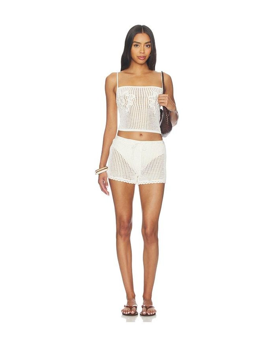 Lovers + Friends White Malu Pointelle Tank Top