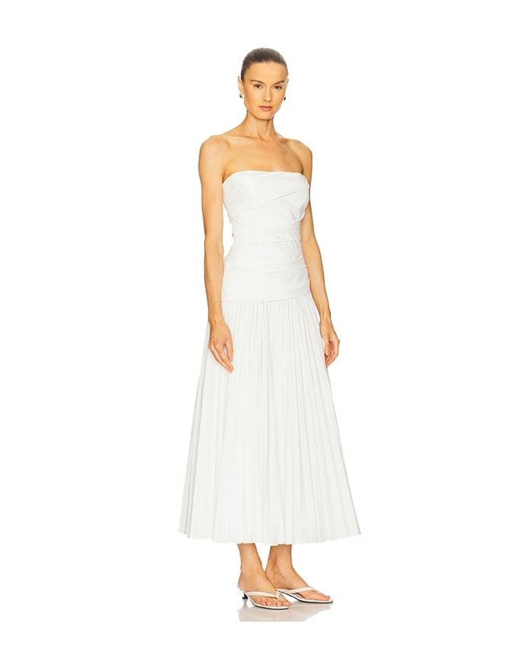 Jonathan Simkhai White Arie Strapless Bustier Midi Dress