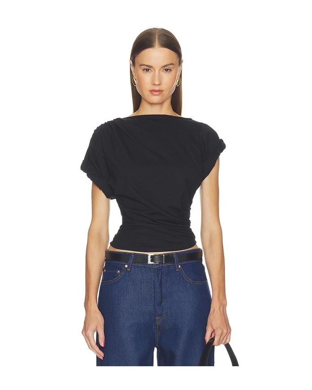 The Line By K Blue Francine Pleated Short Sleeve T-Shirt