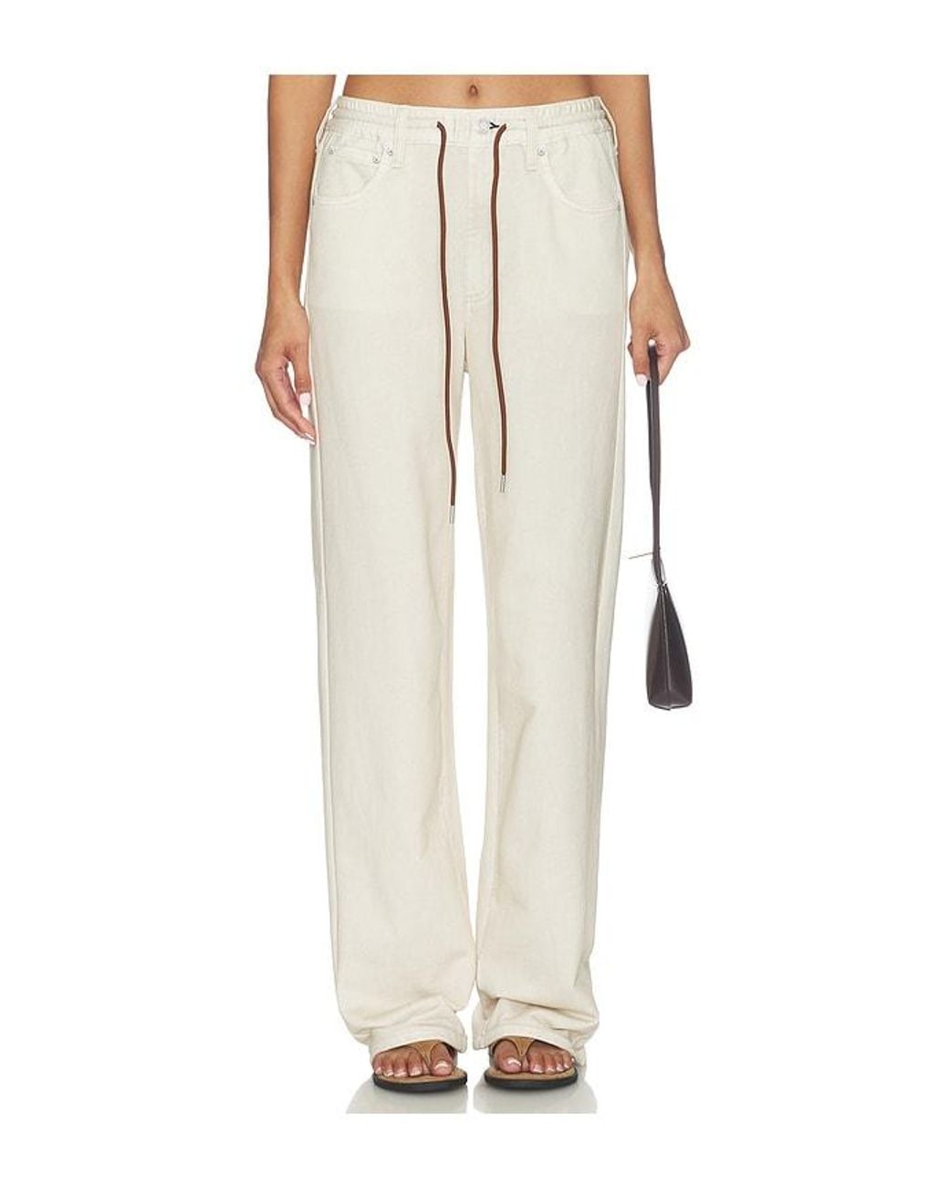 Rag & Bone White Miramar Terry Drawcord Wide Leg Pant