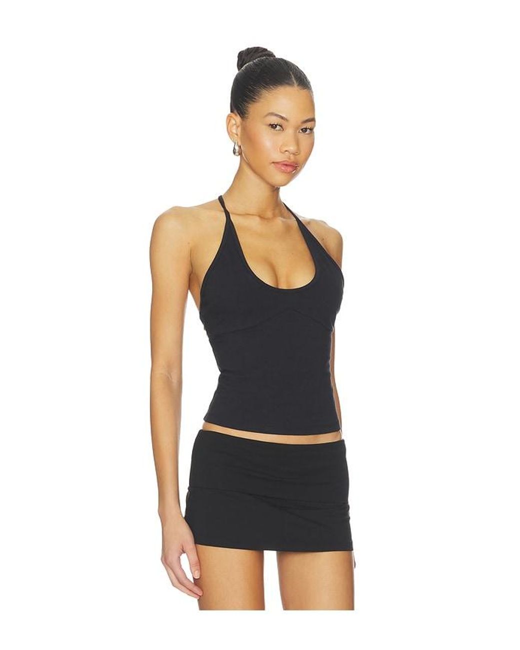 Frankie's Bikinis Black X Jennie Chantal Halter Cotton Jersey Top