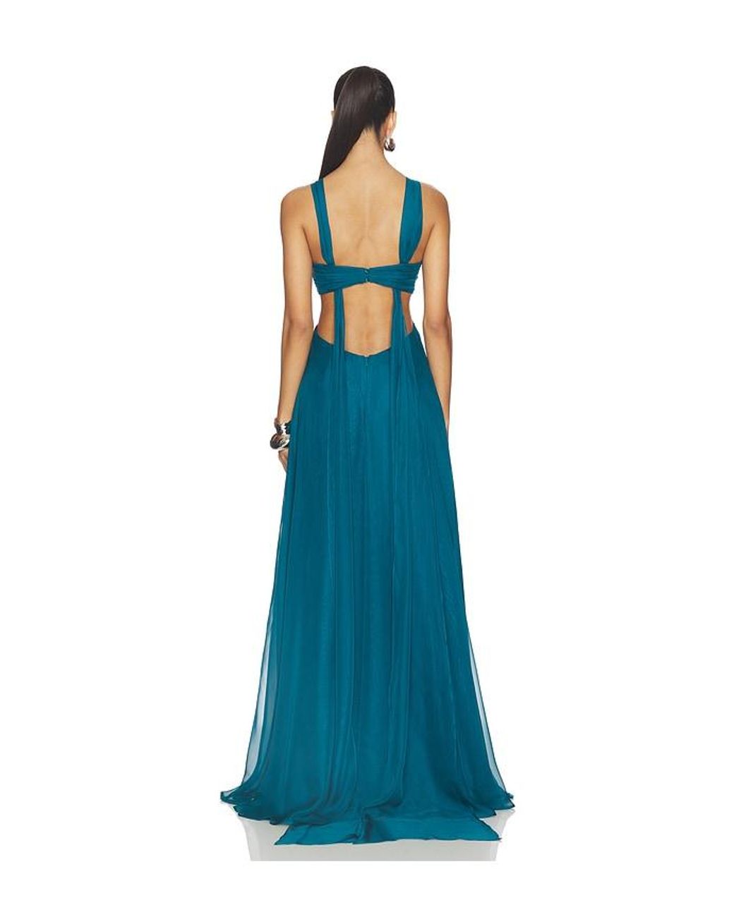 retroféte Blue Meira Chiffon Dress
