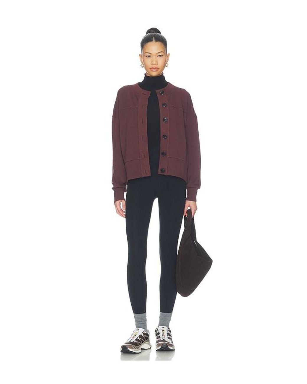 Varley Purple Olwen Button Front Sweater