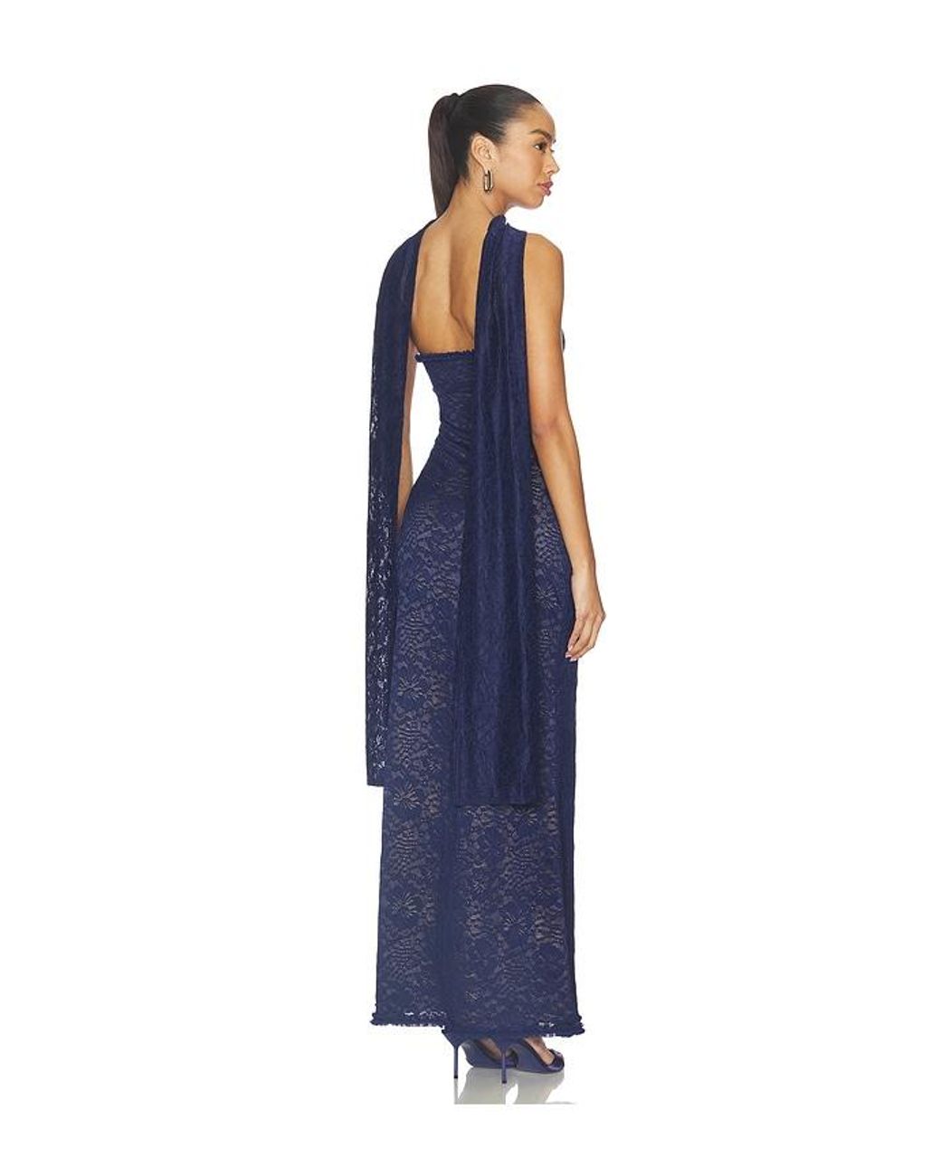 Runaway the Label Blue Amana Strapless Scarf Maxi Dress