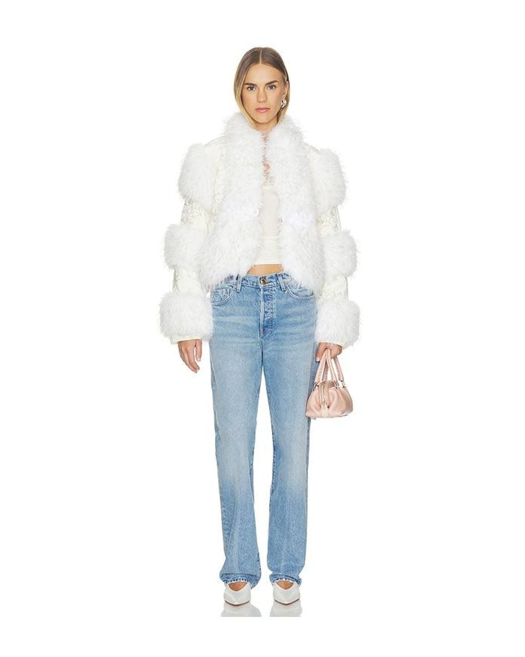 Kim Shui White Kyla Faux Fur Coat