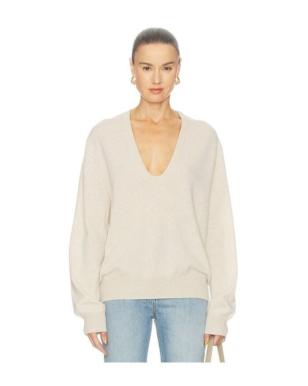 White + Warren White Cashmere Scoop Sweater