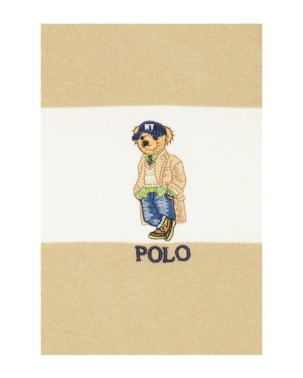 Polo Ralph Lauren Natural Long Sleeve Basic Mesh Litchfield Bear Rugby Polo for men