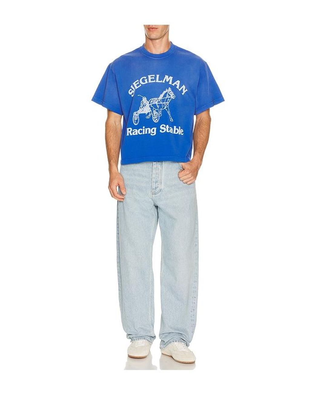Siegelman Stable Blue Racing Stable Boxy Tee for men