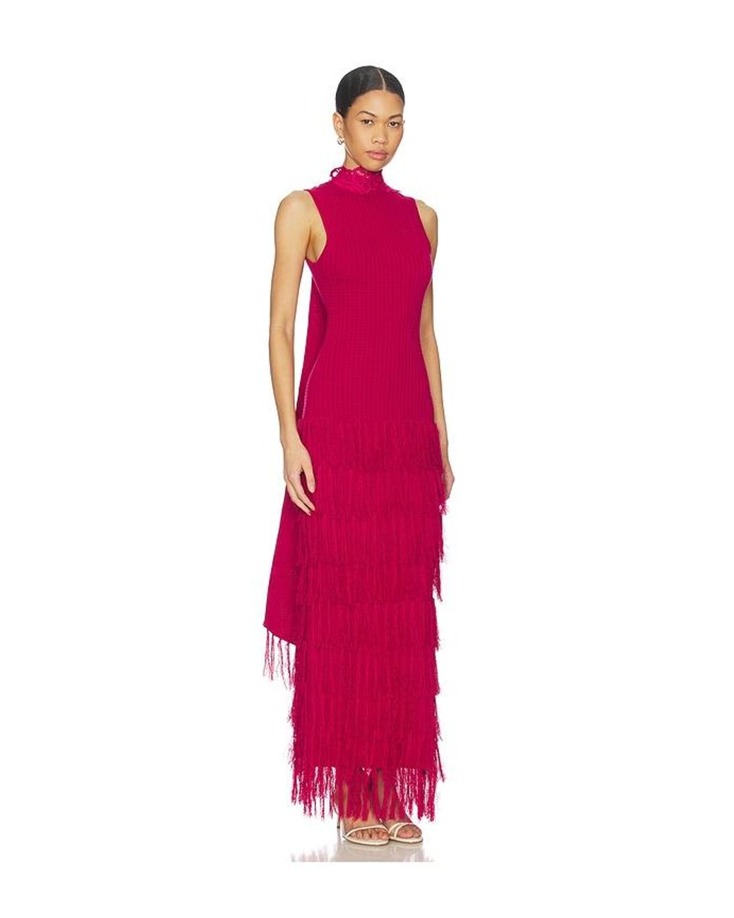 YELLOW THE LABEL Pink Phoebe Fringe Dress
