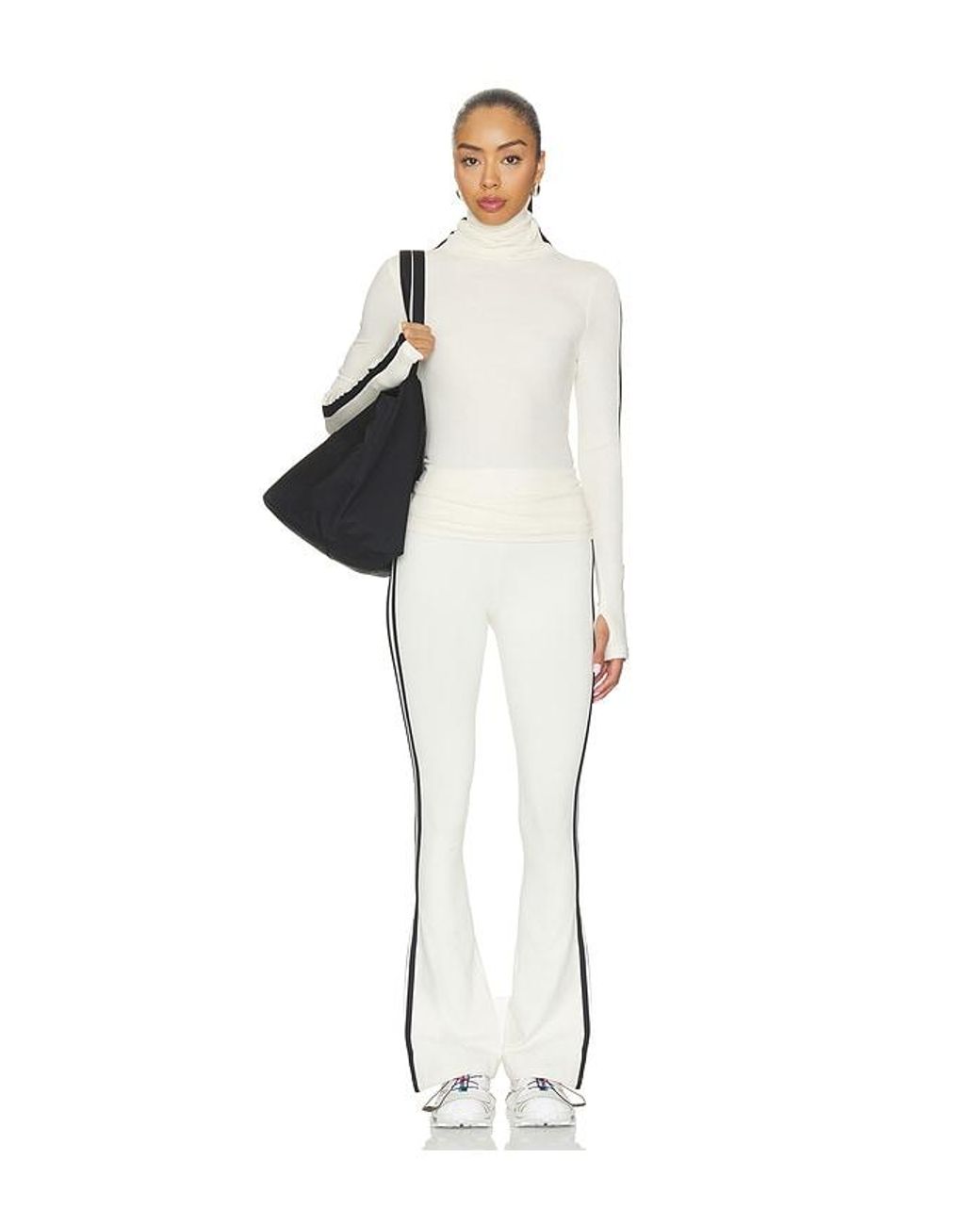 Splits59 White Jackson Rib Full Length Turtleneck Top