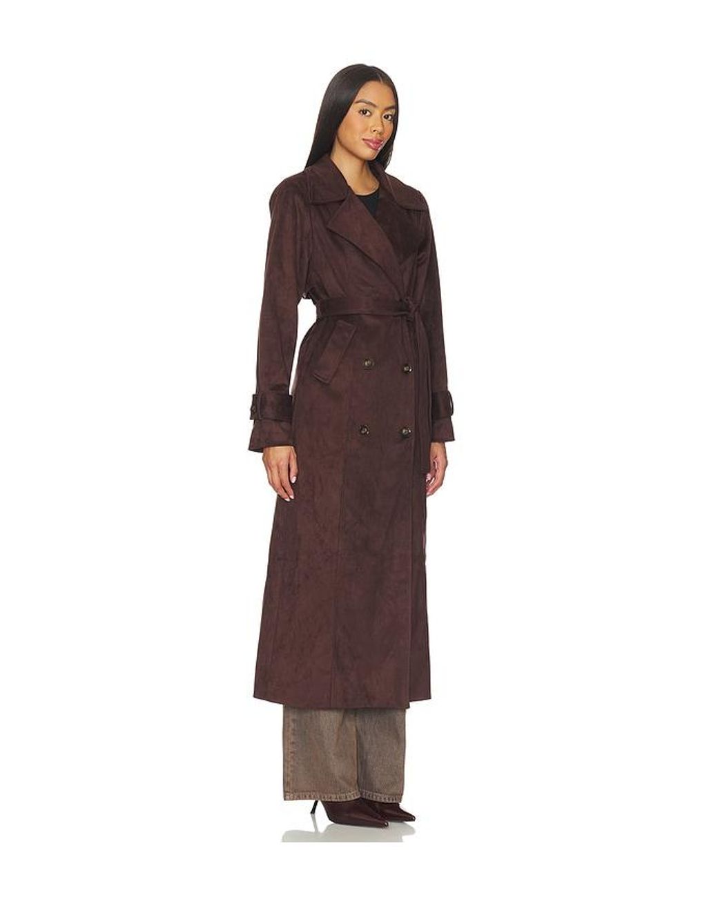 SNDY'S Brown Sutton Faux Suede Trench Coat