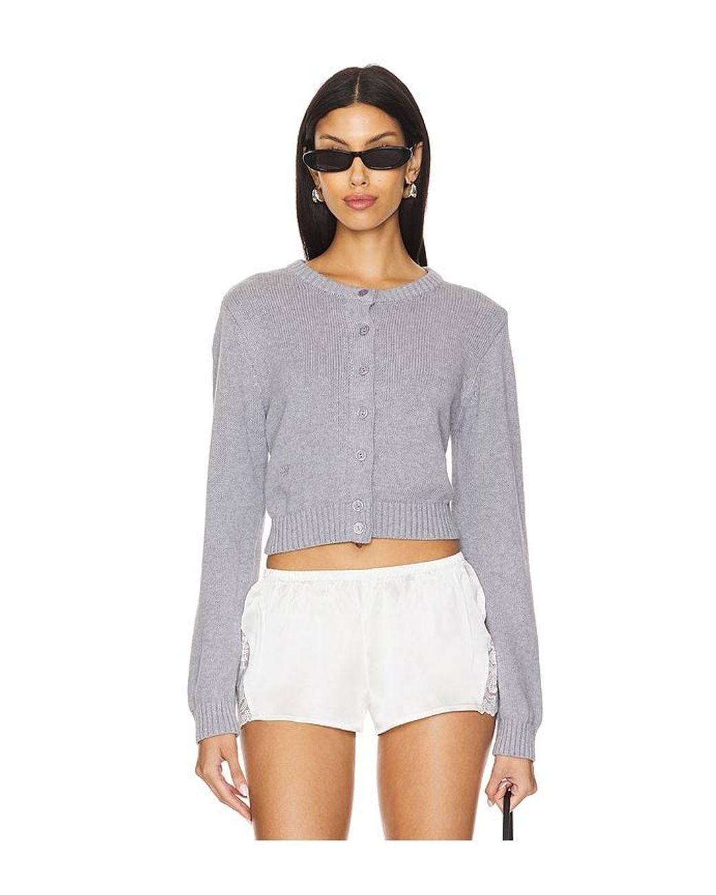 Frankie's Bikinis White Dudley Cotton Knit Cardigan