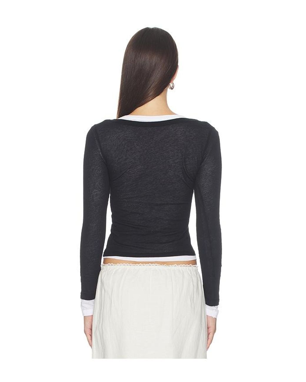 Enza Costa Blue Tissue Jersey Layered Longsleeve