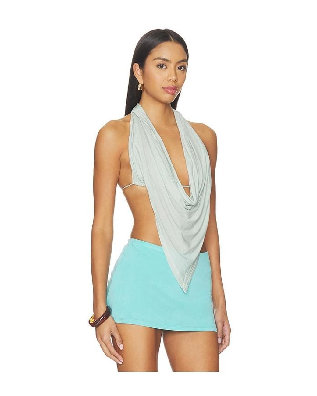 Peachy Den Blue Blanche Halter Top