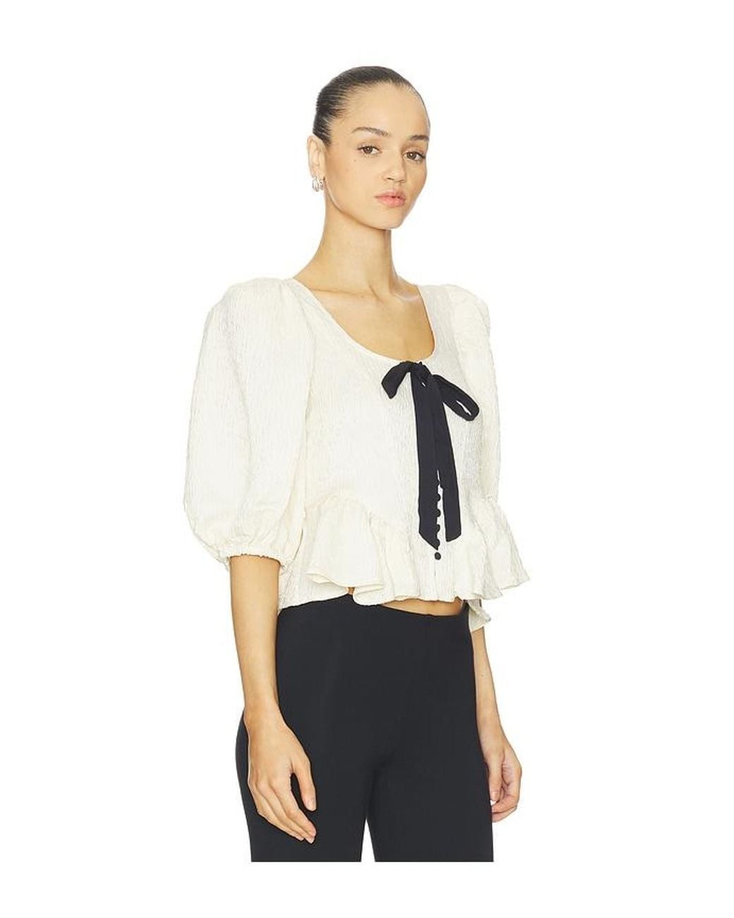 Free People White Pamela Bow Top
