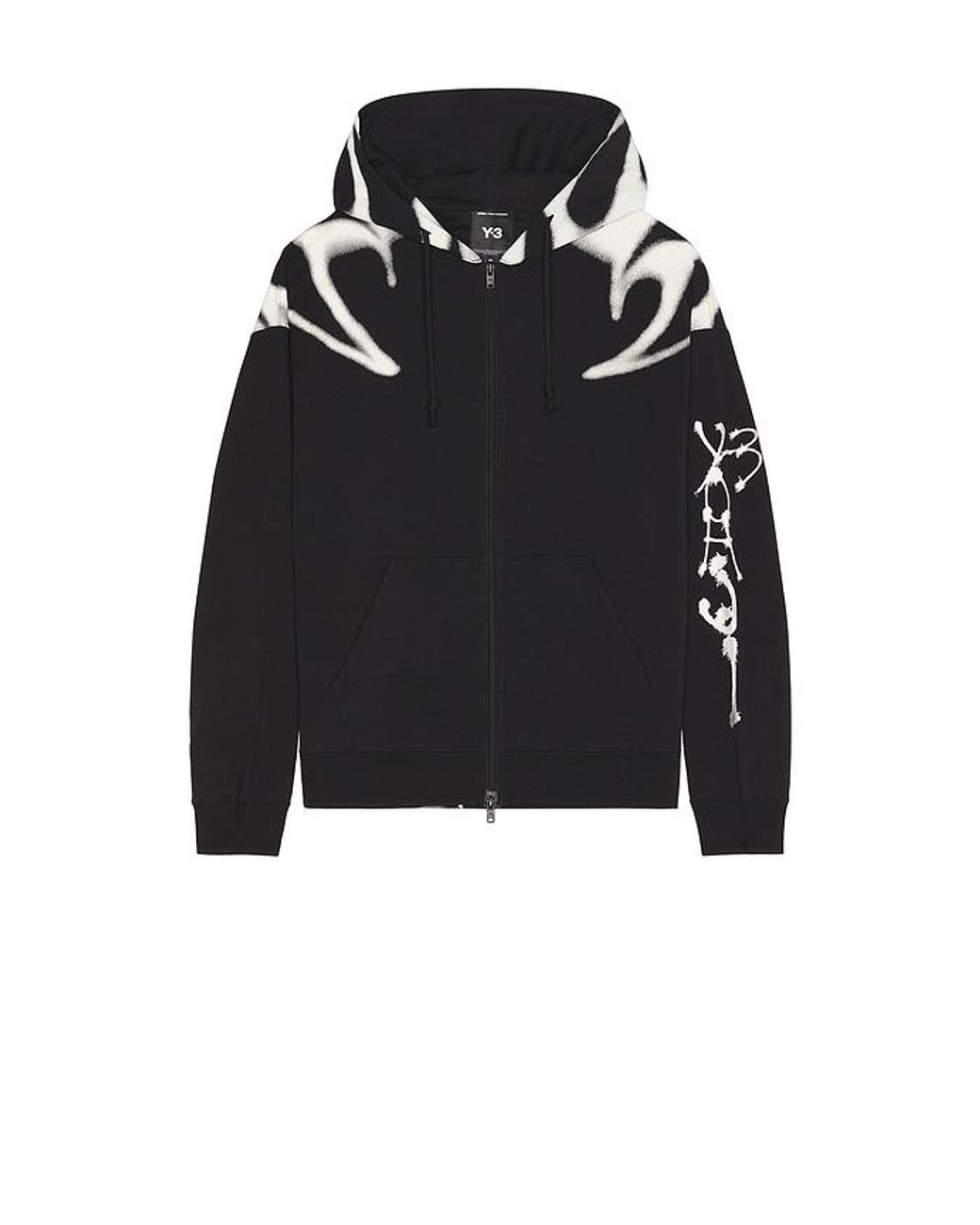 Y-3 Black Gfx Ft Zip Hoodie for men