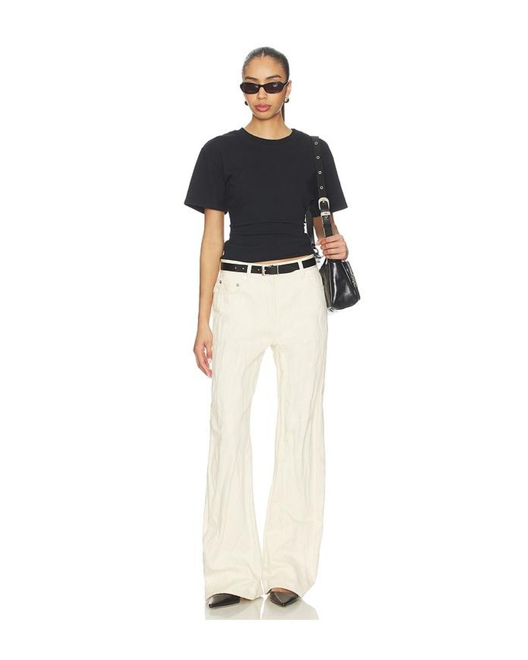 Helmut Lang White Crushed Relaxed Bootcut Pant