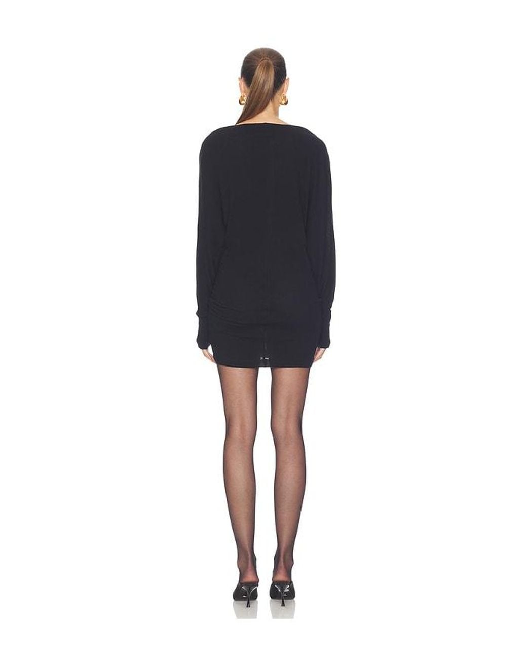 Enza Costa Black Cashmere Jersey Dolman Curve Dress
