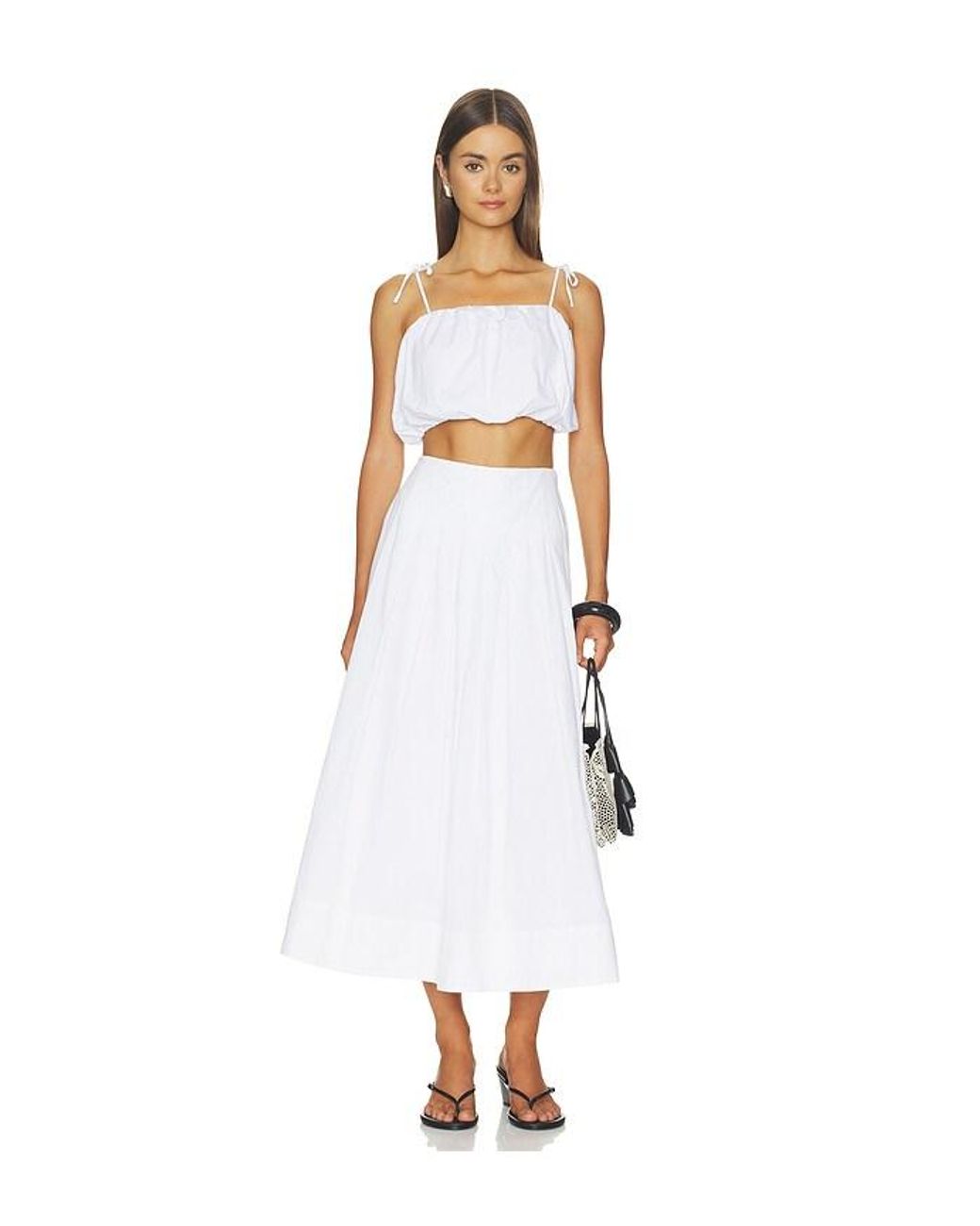 ALIGNE White Julie Pleated Poplin Skirt