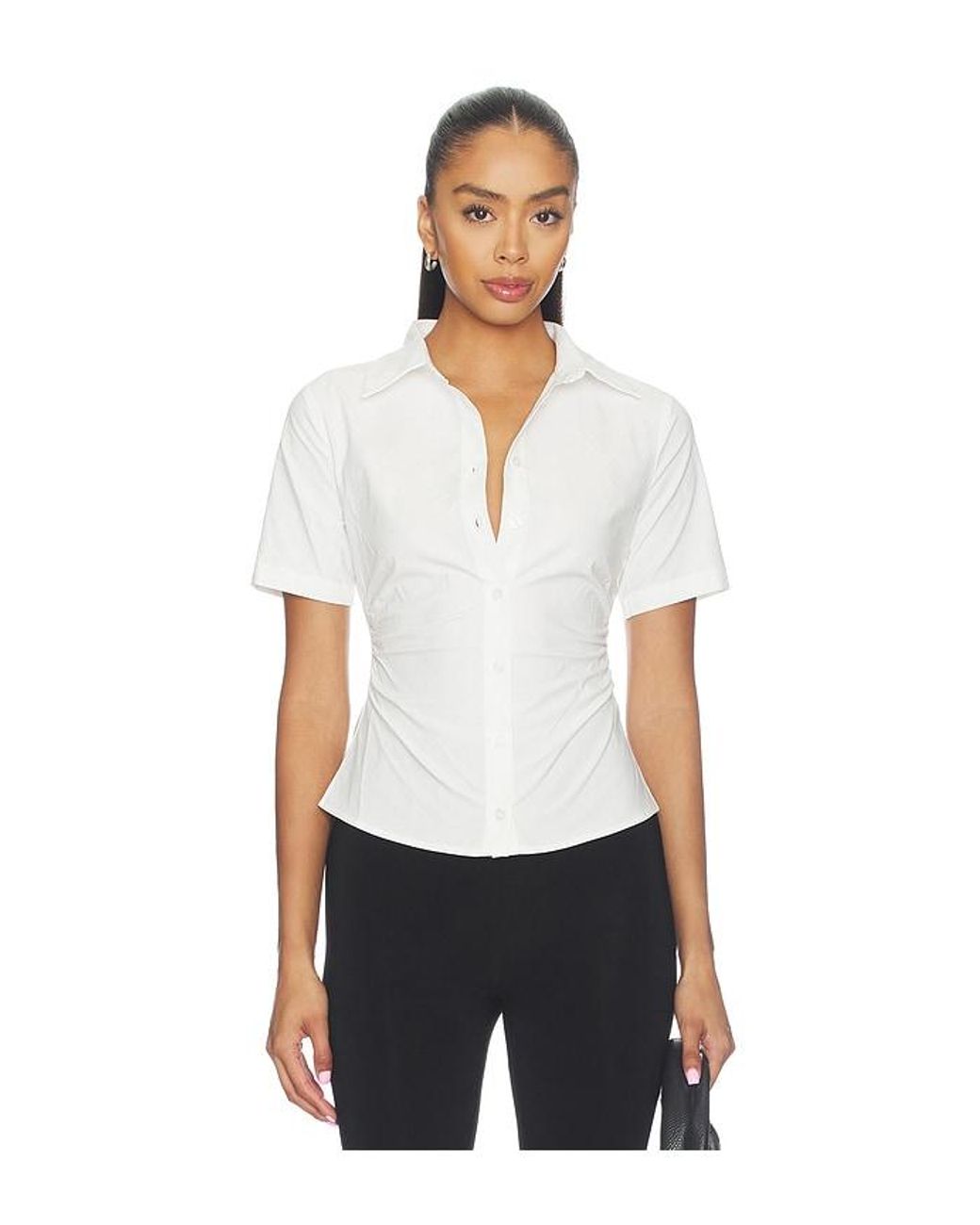 ALL THE WAYS White Maura Button Down Top