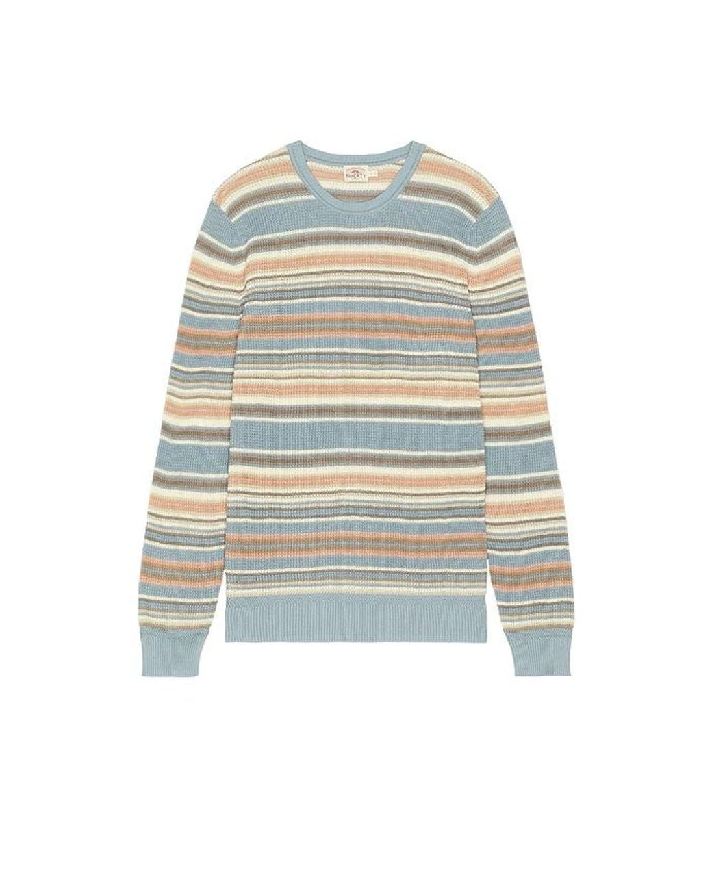 Faherty Brand Blue Sunwashed Crewneck Sweater for men