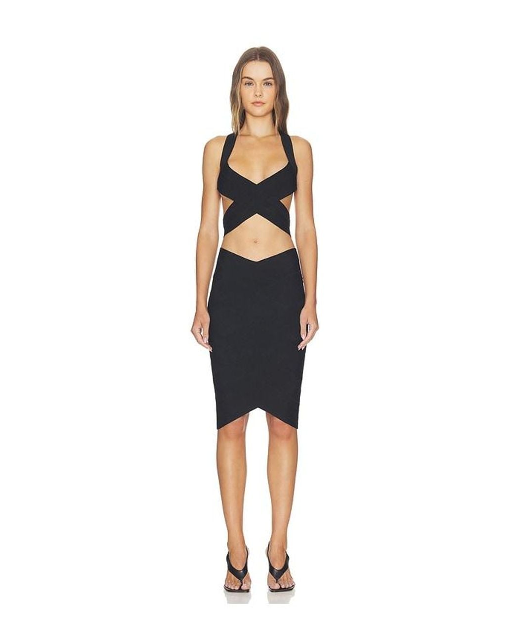 HAELO Black Bandage Weave Midi Skirt