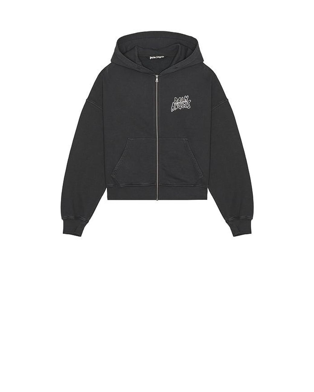 Palm Angels Black Palm Leaf Zipped Loose Hoodie for men