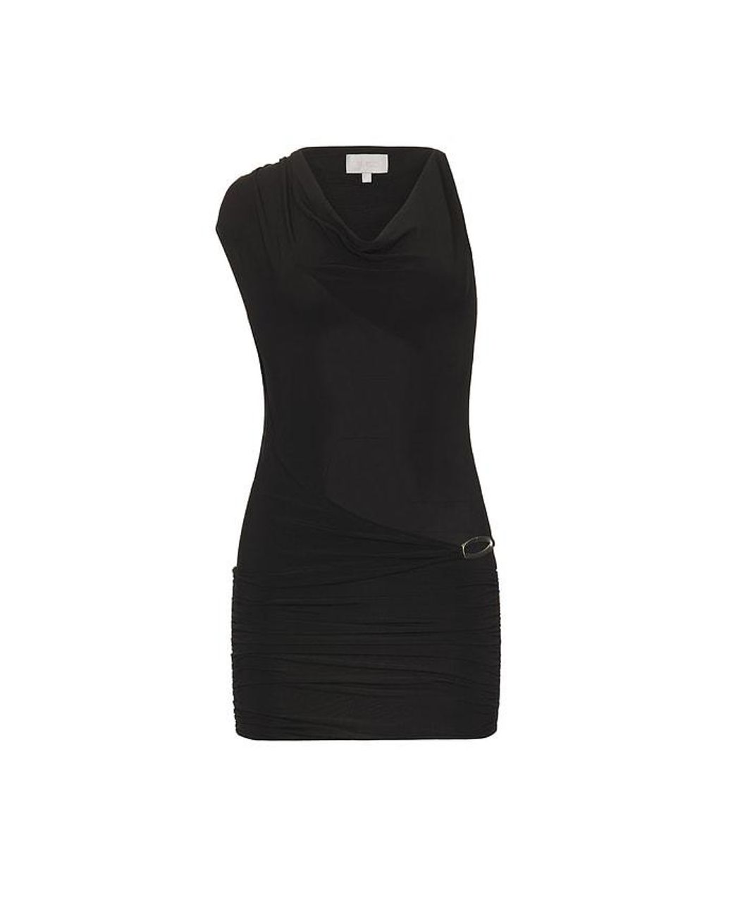 HAELO Black Asymmetric Cowl Mini Dress