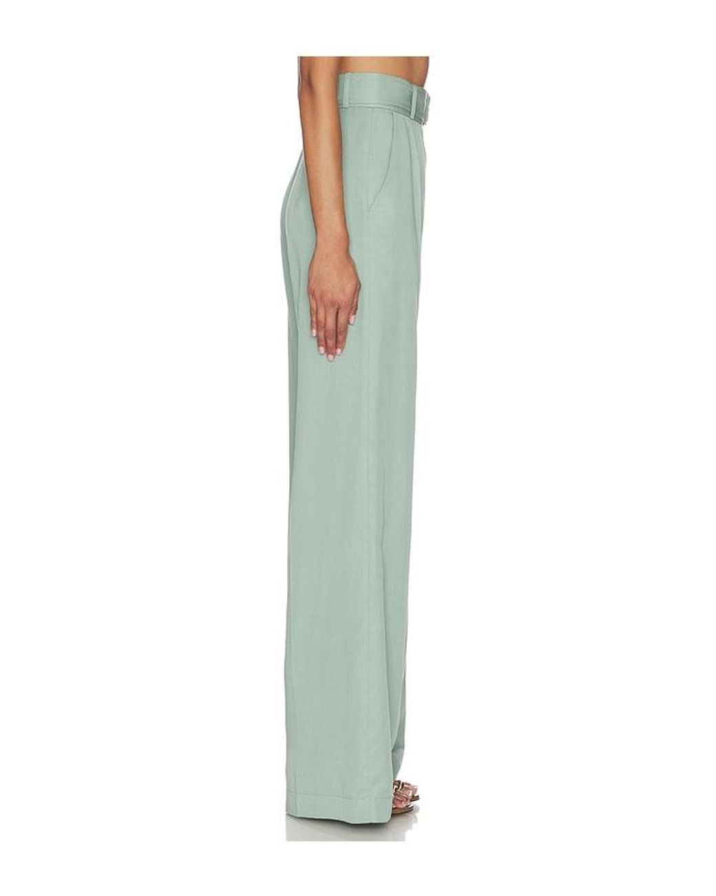 Matthew Bruch Green Belted Wide Leg Trouser