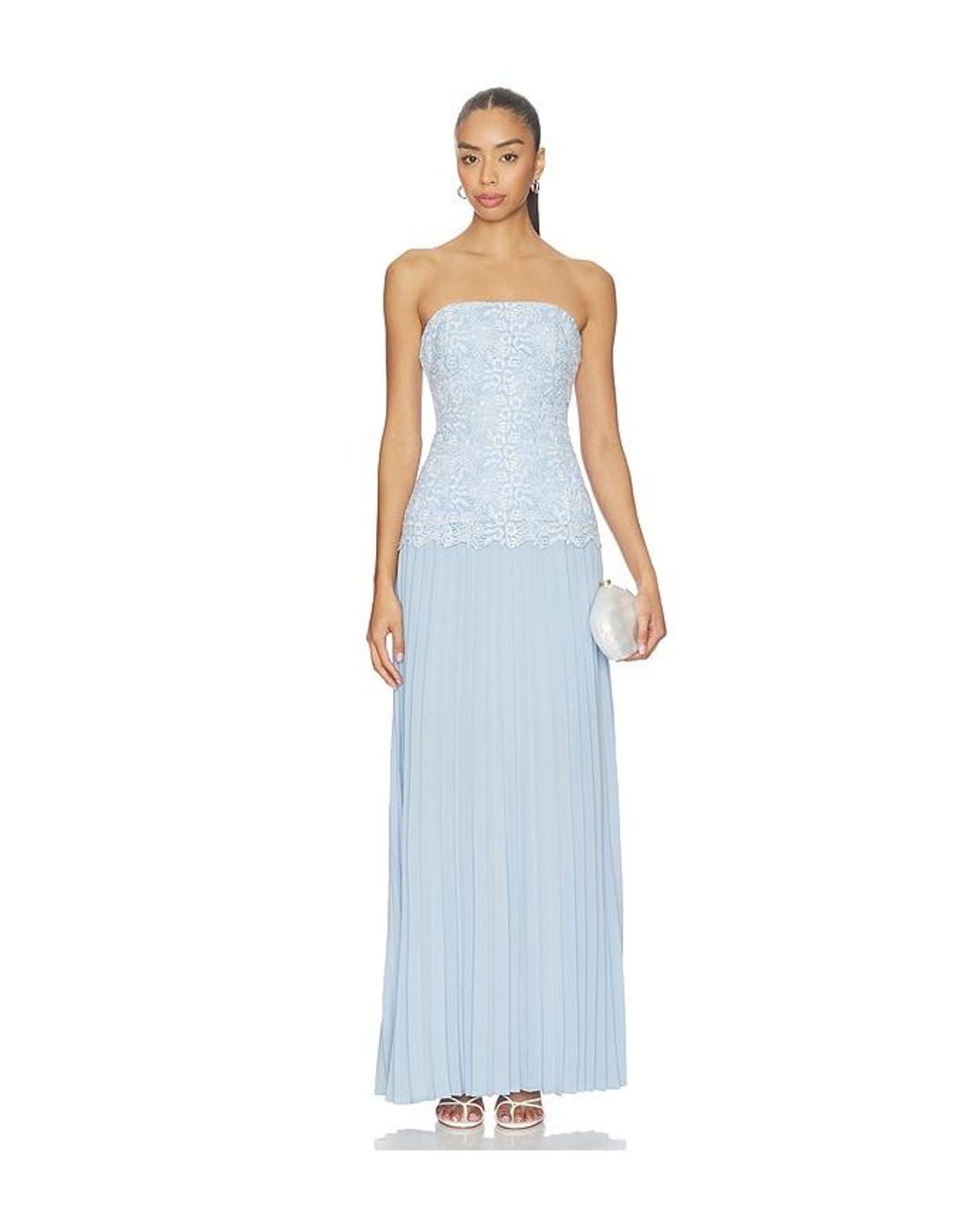 Generation Love Blue Cody Two Tone Lace Pleat Dress