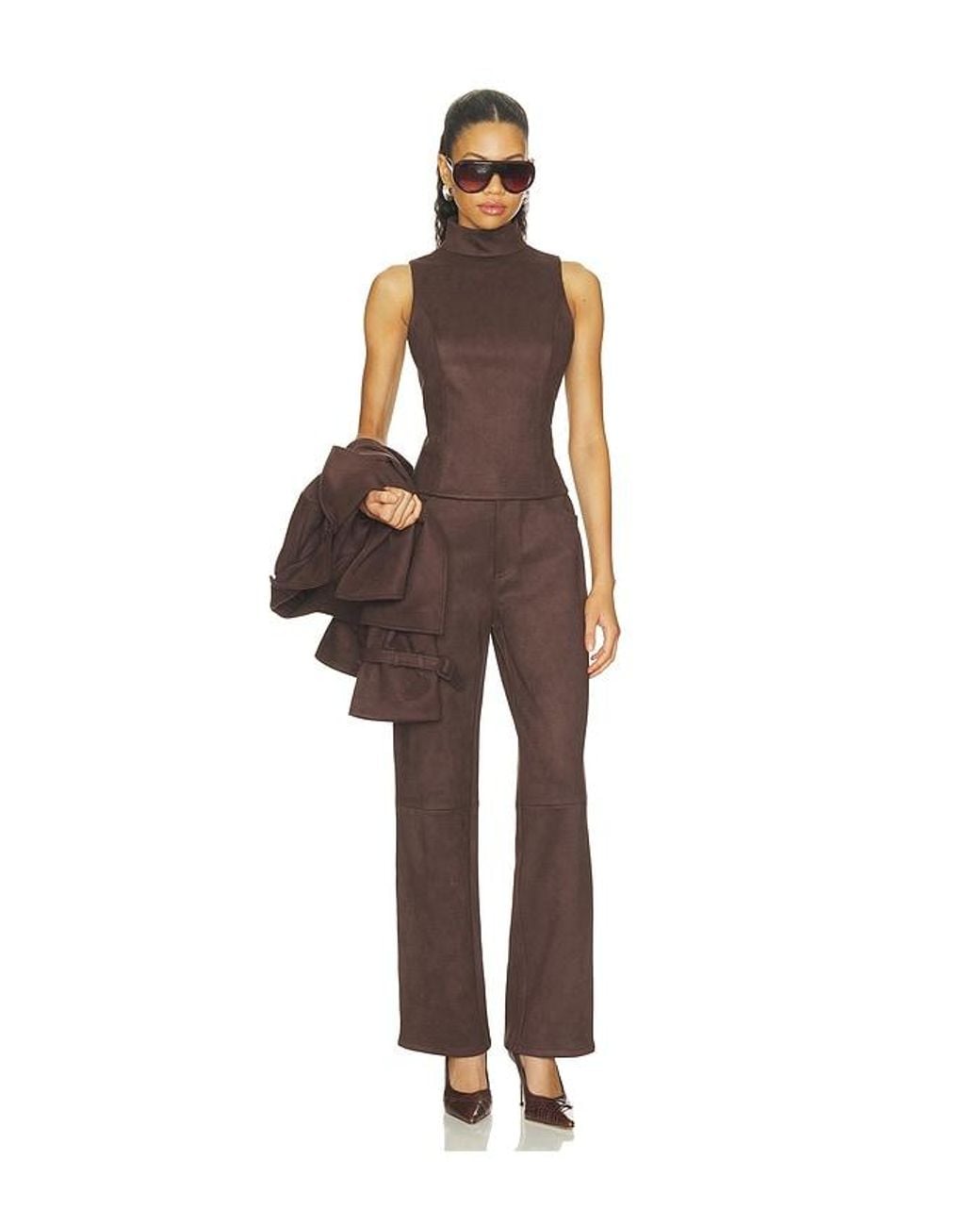 Elodie the Label Brown Etienne Faux Suede Pant