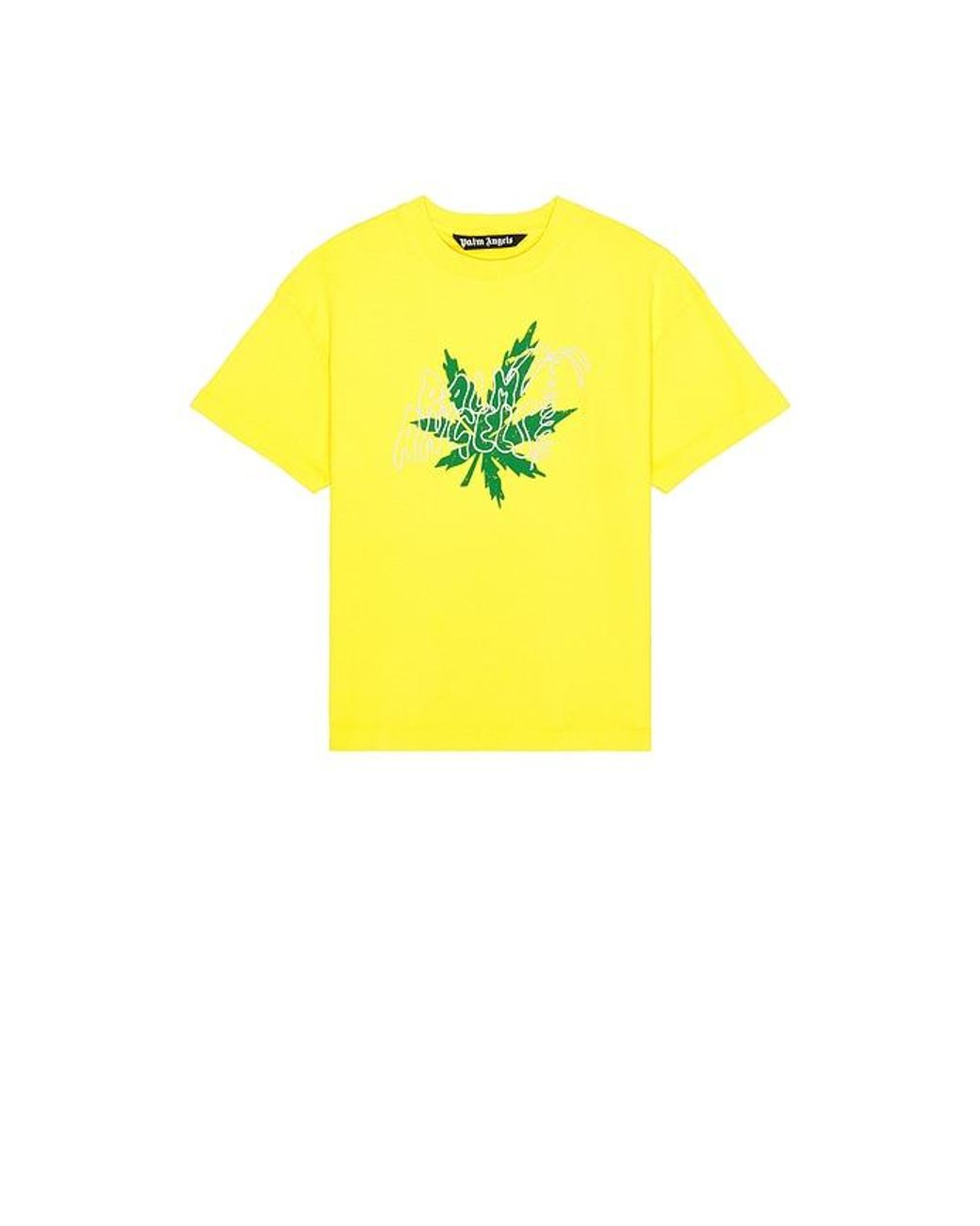 Palm Angels Yellow Palm Leaf Regular Tee for men